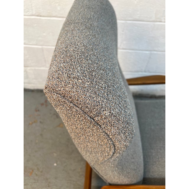 Greige Mid-Century Scandinavian Style Walnut Reclining Lounge Chair For Sale - Image 8 of 12
