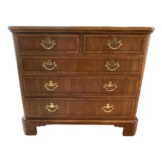 1980s Baker Furniture Georgian Style Bachelor Five Drawer Chest For Sale