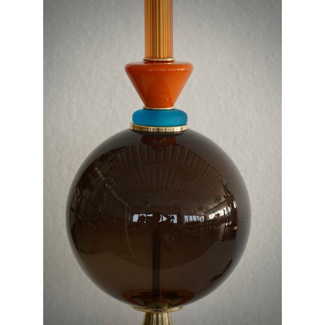 Black Art Deco Murano Round Black and Orange Art Glass Table Lamp, 2000 For Sale - Image 8 of 10