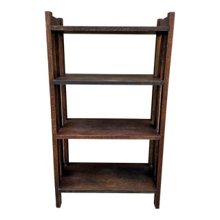 Early 20th Century Arts & Crafts Small Oak 4 Tier Handmade Mission Style Bookshelf For Sale