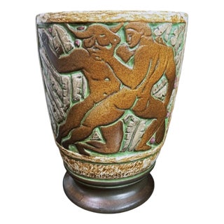 1930s Art Deco Vase, Hercules and the Minotaur For Sale