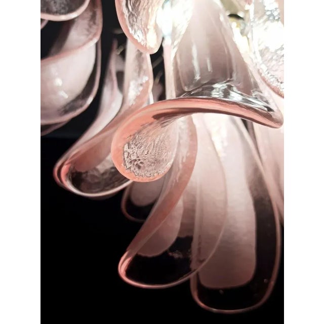 Italian Petals Chandelier in Pink and White Murano For Sale - Image 6 of 15