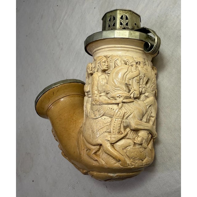 Large Antique 1800's Hand Carved German Meerschaum Silver Knight Smoking Pipe For Sale - Image 13 of 15