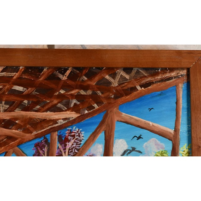 Colorful Vintage South American Oil Painting For Sale - Image 9 of 11