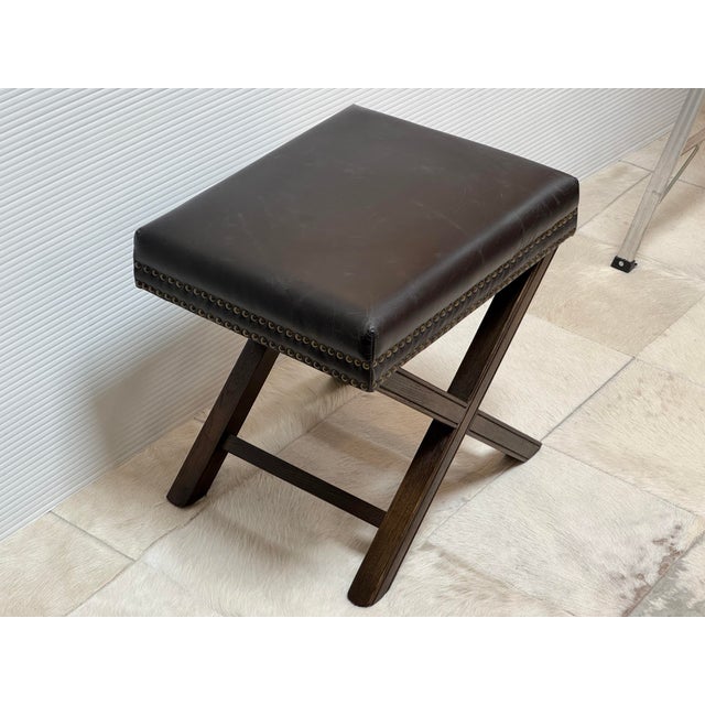 Rustic Four Hands Elyse Ottoman, Durango Smoke For Sale - Image 3 of 12