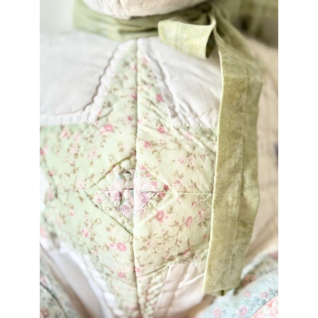 Textile Vintage Handmade Patchwork Teddy Bear, Quilt Fabric Stuffed Animal, Folk Art Plush For Sale - Image 7 of 12