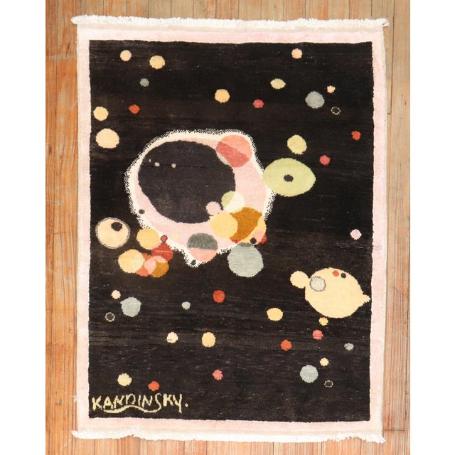 Black Vintage Cotton Turkish Kandisky Rug - 2'8" x 3'6" For Sale - Image 8 of 8