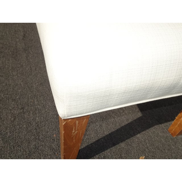 Wood Modern White Bed Side Bench With Brown Legs & Designer Fabric For Sale - Image 7 of 12