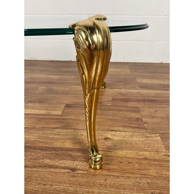 1950s Mid-Century Modern Maison Jansen Style Brass and Glass Coffee Table For Sale In Charlotte - Image 6 of 10