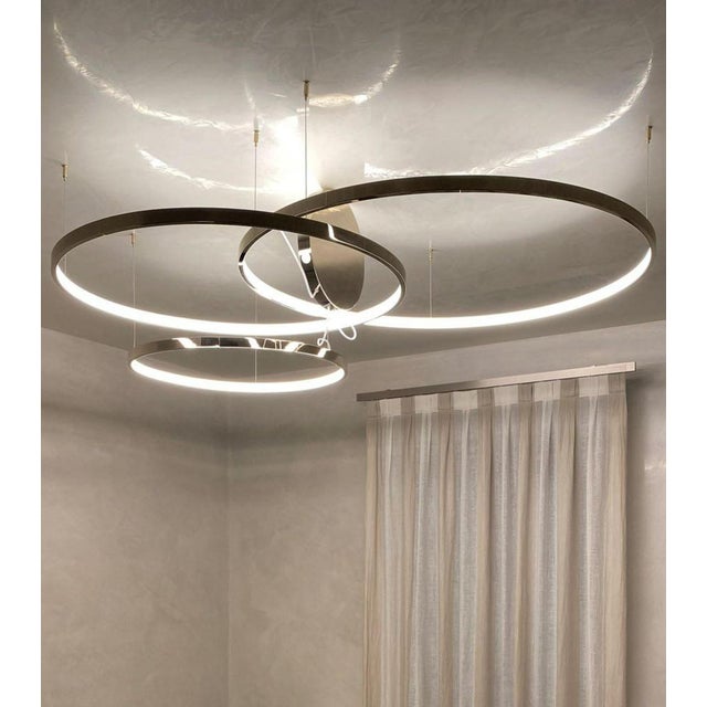 Contemporary Plumbeo Triple Ring Suspension Light in Galvanic Plumbeo by Aggiolight For Sale - Image 3 of 8