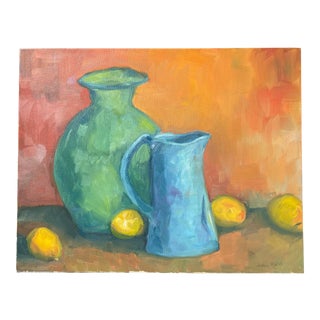 Blue and Green Still Life Painting For Sale