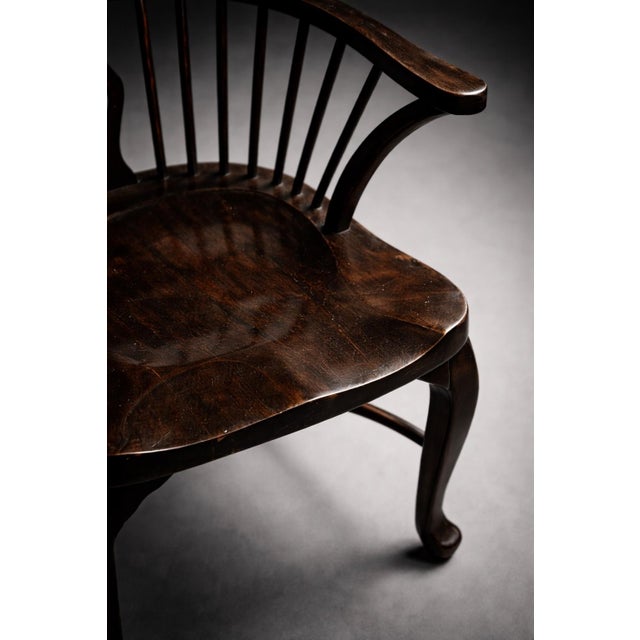 Late 19th Century Vintage Windsor Armchair in the English Country Tradition, Refined Form With Companion Chair Available For Sale - Image 5 of 12