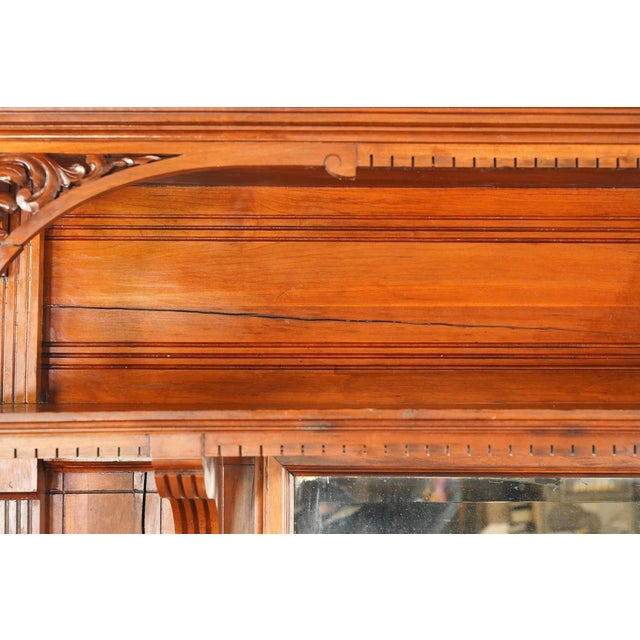 Early 20th Century 1890s Neoclassical Oversized Carved Cherry Wood Fireplace Mantel For Sale - Image 5 of 16