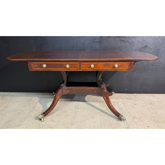 Early 19th Century Georgian Inlaid Mahogany Sofa Table, 1820 For Sale - Image 5 of 18