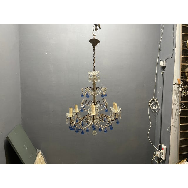 Vintage Macaroni Blue Murano Glass Chandelier, 1950s For Sale - Image 11 of 13