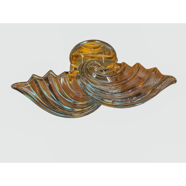 Gold Large Italian Shell-Shaped Murano Glass Ceiling Lamp, 1970s For Sale - Image 8 of 18