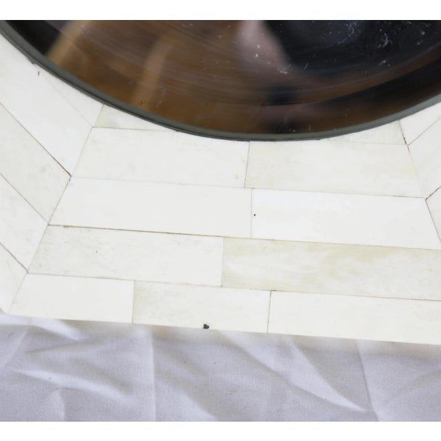 Vintage Mirror With Decorative Frame of Beef Bone Slices For Sale - Image 4 of 8