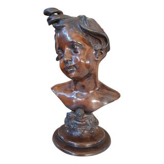 Vincenzo Gemito Alessandro (Anastolè), Bust of Young Boy, 1890, Bronze For Sale
