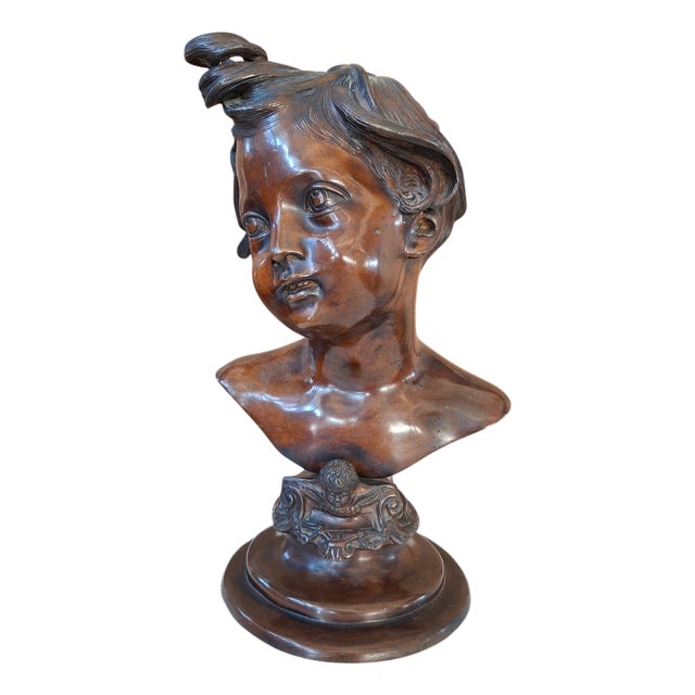 Vincenzo Gemito Alessandro (Anastolè), Bust of Young Boy, 1890, Bronze For Sale
