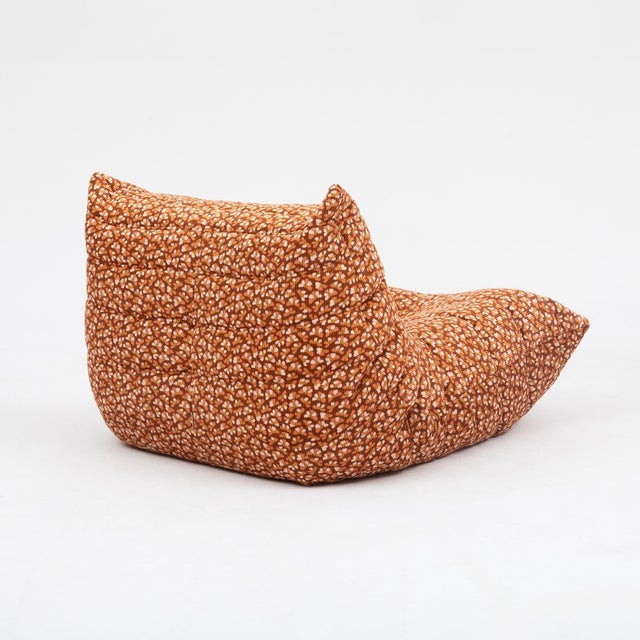 Terra Cotta Vintage Restored Togo Fireside Chair and Ottoman in Wild Terracotta Corduroy - Ligne Roset For Sale - Image 8 of 16