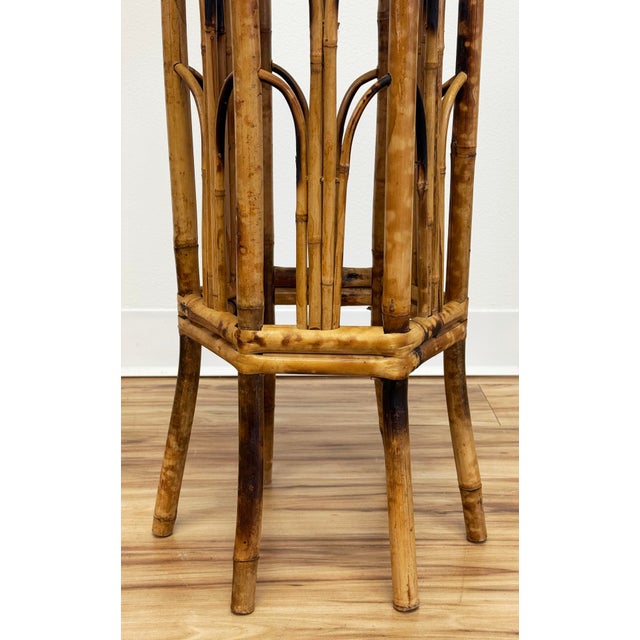 Vintage Scorched Bamboo Plant Stand For Sale - Image 9 of 9