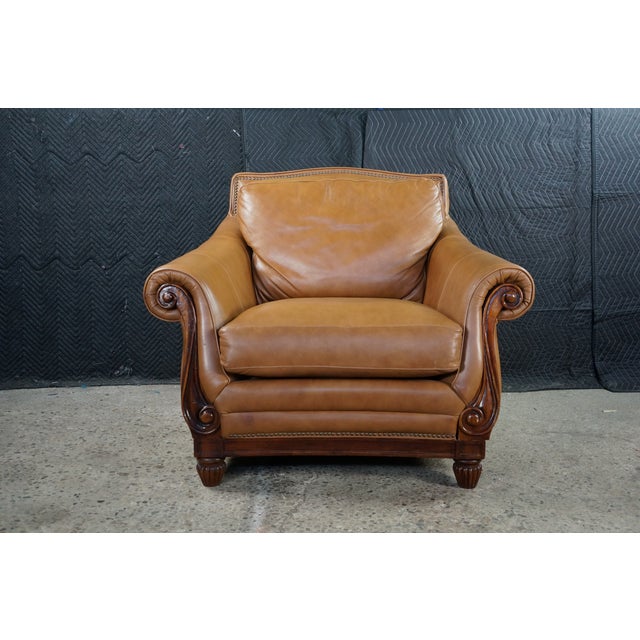 Late 20th Century Vintage Rapallo Oversized Leather Club Lounge Reading Library Armchair 45" For Sale - Image 5 of 18