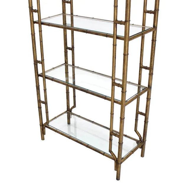 Mid-Century Modern Mid-Century Modern Faux Bamboo Arch Shape Glass Shelves Etagere For Sale - Image 3 of 8