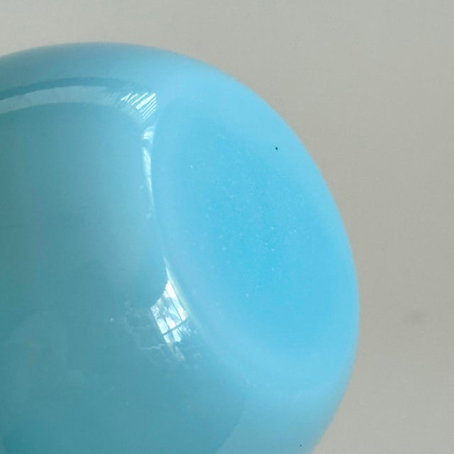 Glass French Blue Opaline Glass Bud Vase, Sevres Cristallerie, France (With Label ) For Sale - Image 7 of 9