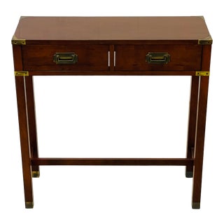Vintage Mahogany Campaign Style Console Table by Hekman For Sale