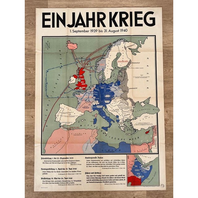 Vintage German Military Second World War 2 Poster, 1940 For Sale - Image 3 of 9