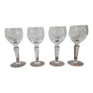 Vintage American Brilliant Style Cut Crystal Cordial Glass With Starburst Base & Hexagonal Stem - Set of 4 For Sale