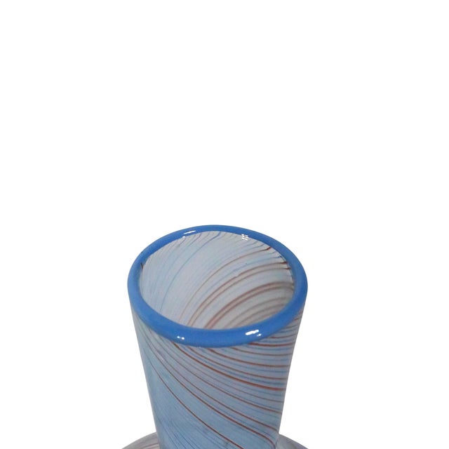 Nice art glass vase made for Dansk c 1990's. The vase features a colorful swirl pattern, on a ball form base with conical...