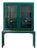 Large Display Cabinet in Green Lacquered Wood with Brass Details, 1980s For Sale