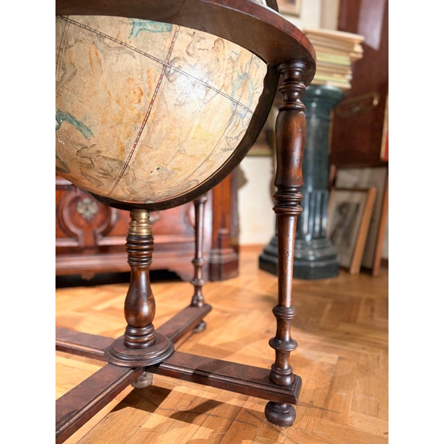 Wood 19th Century Antique Italian Celestial Globe on Turned Wood Floor Stand For Sale - Image 7 of 18