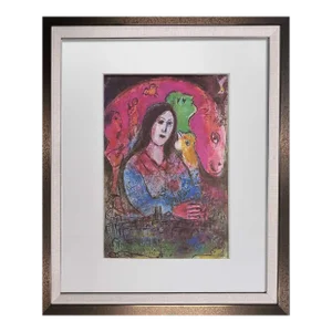 Marc Chagall Lithograph Sign Limited Edition "Thought" W/ Frame Included