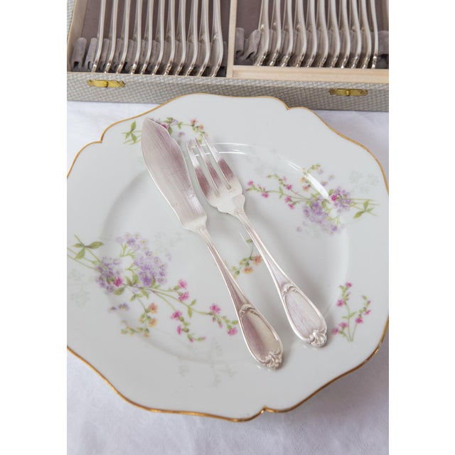 Vintage Louis XV Style Fish Cutlery for Twelve, 1950s, Set of 24 For Sale - Image 7 of 9