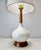 Wood Mid Century Modern White Porcelain & Teak Genie Table Lamp For Sale - Image 7 of 10