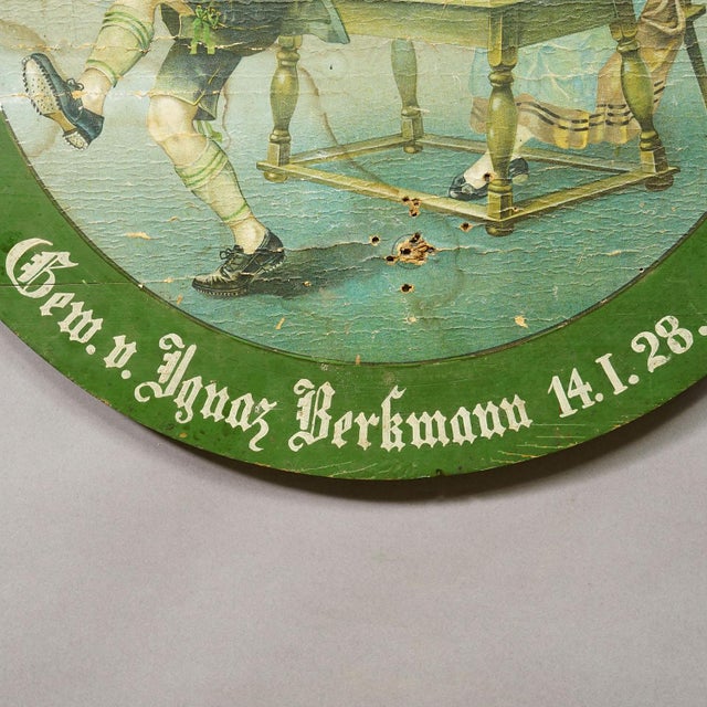 Early 20th Century Antique German Shooting Target With Festive Couple Scene, Germany 1928 For Sale - Image 5 of 6