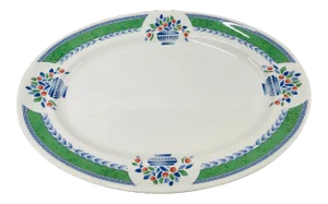 1970s Johnson Brothers Green Jardiniere Pattern 14” Platter - Made in England