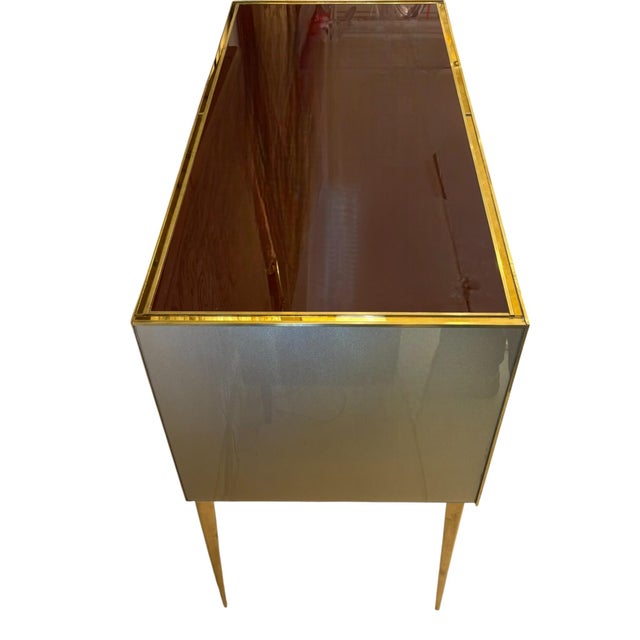 Mid-Century Modern Gold, Burgundy and Pink Murano Glass Sideboard, 1980s For Sale - Image 3 of 7