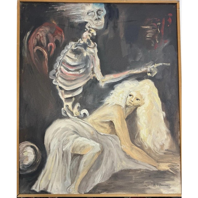 Jörg Pietschmann Eberhard Schmidt, Skeleton Rides the Virgin – Mortui Salutant!, Oil Painting on Canvas For Sale - Image 4 of 13