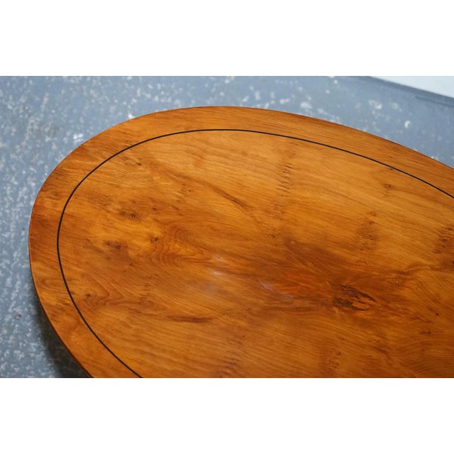 Vintage Oval Burr Yew Wood Side Table on Tripod Legs For Sale - Image 9 of 12