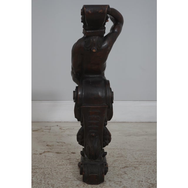 18th Century Pair Antique 18th C. French Carved Sculptures of Atlantis For Sale - Image 5 of 14