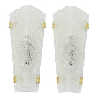 Large Ice Glass Sconces from Hillebrand, Germany, 1960s, Set of 2 For Sale