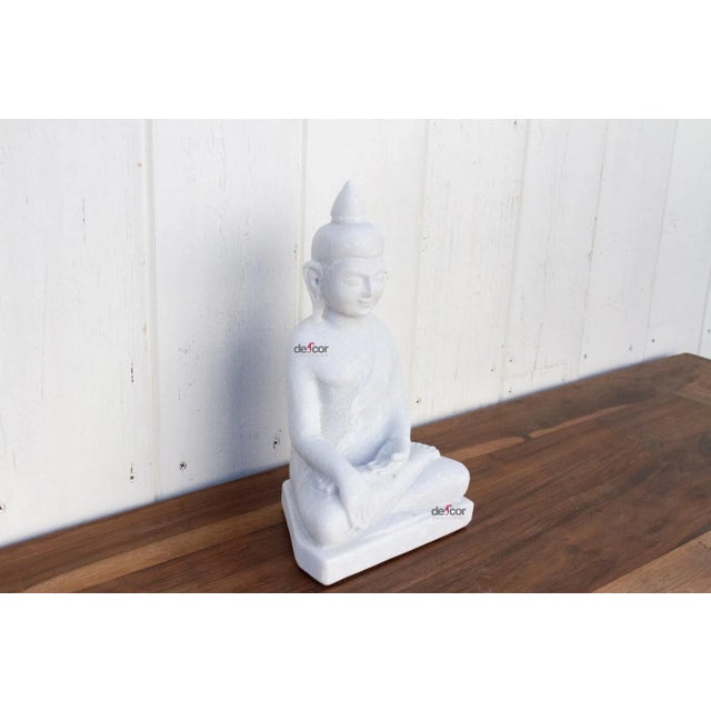 Stone White Marble Burmese Sitting Buddha For Sale - Image 7 of 11