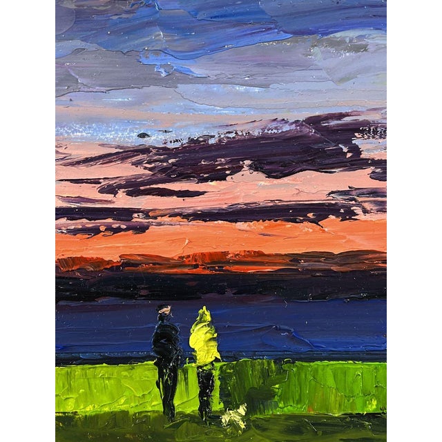 Paper Oil Painting Wide River at Sunset Boris Serdyuk For Sale - Image 7 of 11