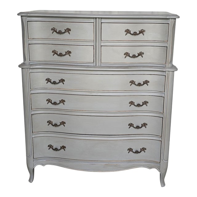 Vintage Chest on Chest, Dixie Gray Dresser, 1950's For Sale
