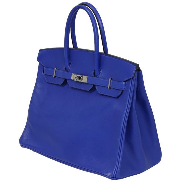 Hermès Hermès Birkin 35 Le Tournay Bleu Royal Swift Palladium Hardware 2019 For Sale - Image 4 of 7