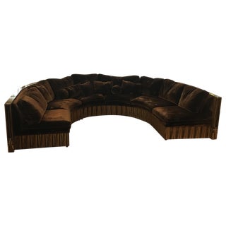 Custom Zebrawood and Velvet Circular Sectional For Sale