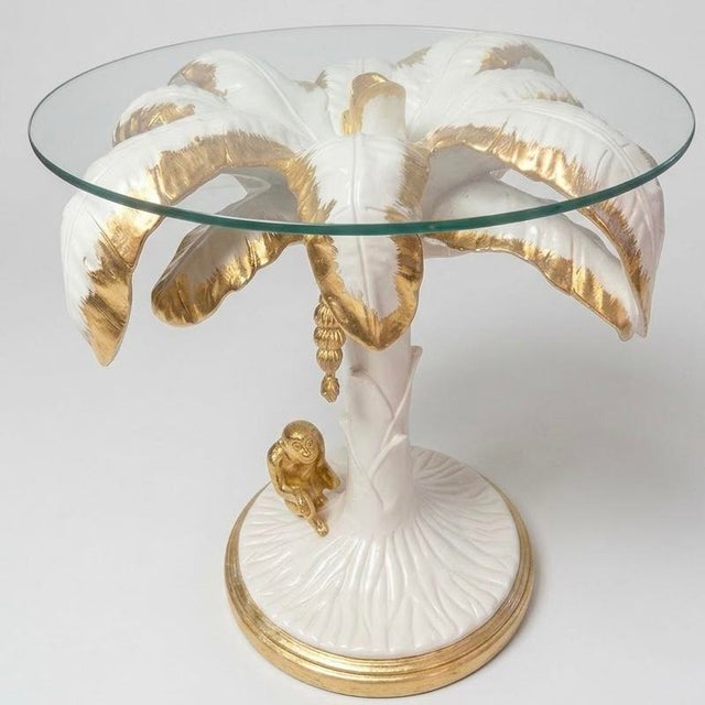 Late 20th Century Palm Beach Regency Parcel Gilt Monkey and Palm Tree Dining Table -Newly Painted For Sale - Image 13 of 14